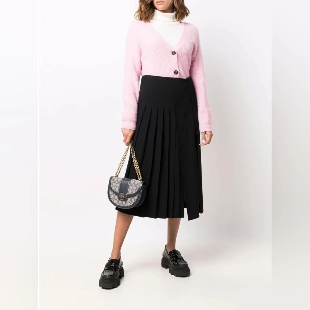 Coach Alie Saddle Crossbody Bag Navy Blue and Gold‎ Signature Jacquard Purse - Picture 9 of 14